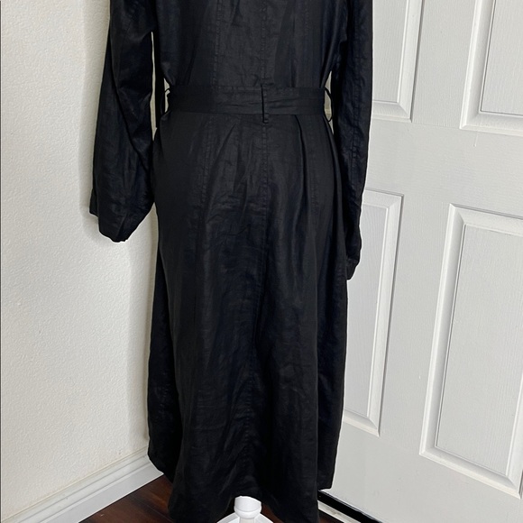 Eileen Fisher Women's Organic Linen Trench Coat Black L Lagenlook Quiet Luxury - Picture 8 of 16